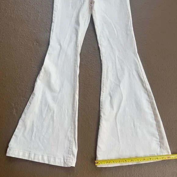 NWT Free People Venice Beach Cream Elastic Waist Flare Wide Leg Jeans Size 26 - Picture 5 of 14